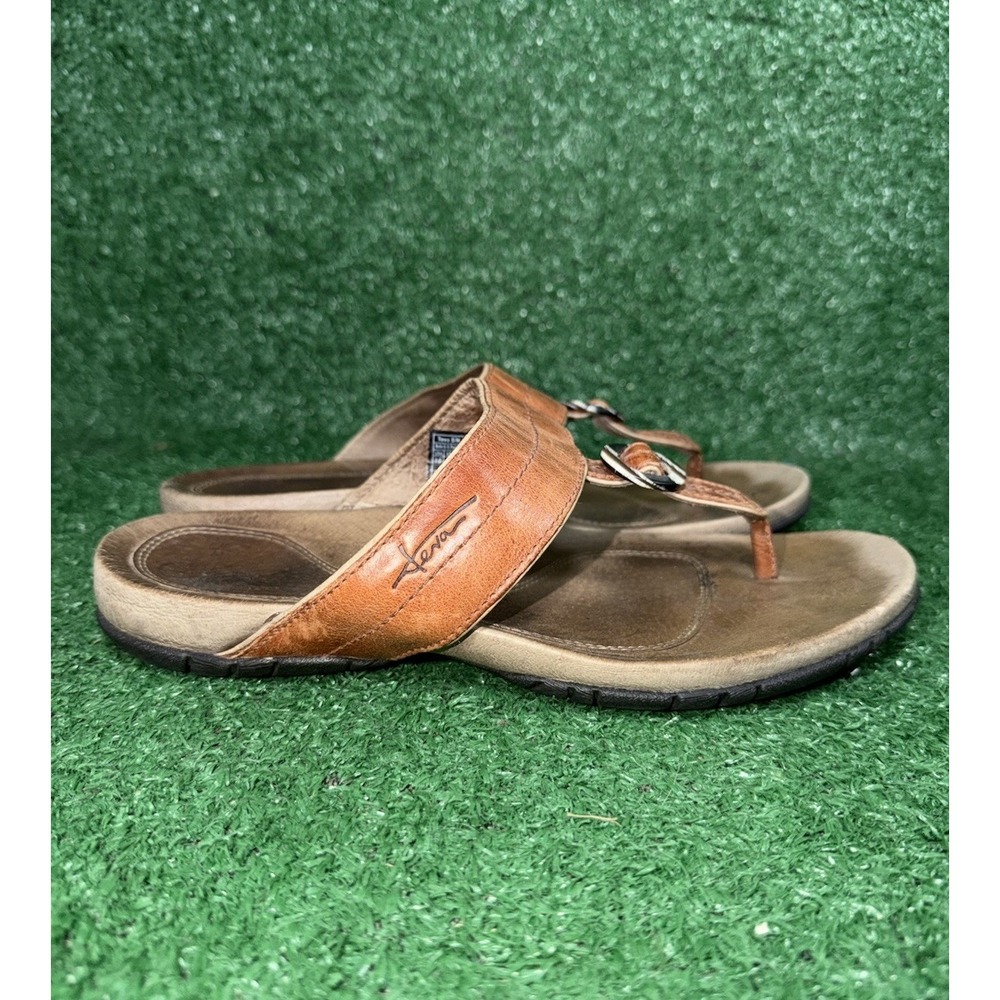 Teva‎ Sandals Womens Size 7.5 Leather Strap Slip On Strappy Thong Slides Flats